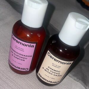 Ceremonia all-in-one shampoo and conditioner set.
